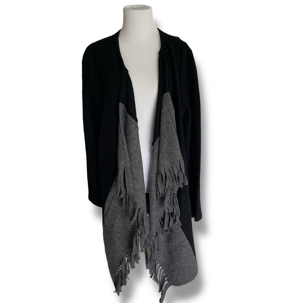 For Cynthia Black and Gray Wool Cardigan